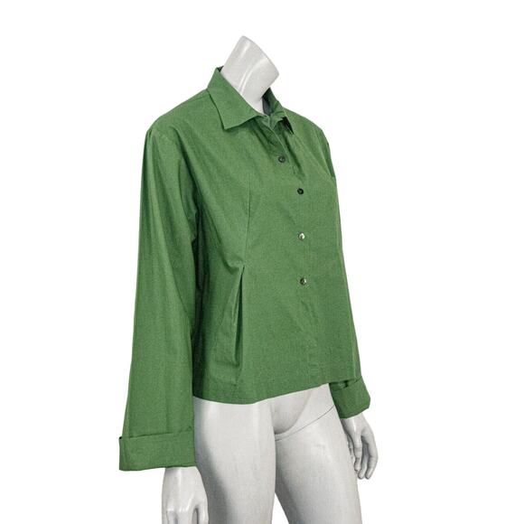 Khadi & Co Bess Nielsen Long Sleeve Button up Blouse in Green Women's Size L - Picture 3 of 12